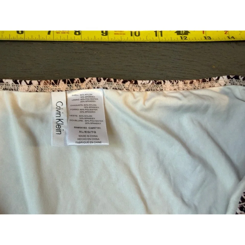 Calvin Klein Womens Snakeskin Print High Waist Bikini Bottom Side Tie XL Brown